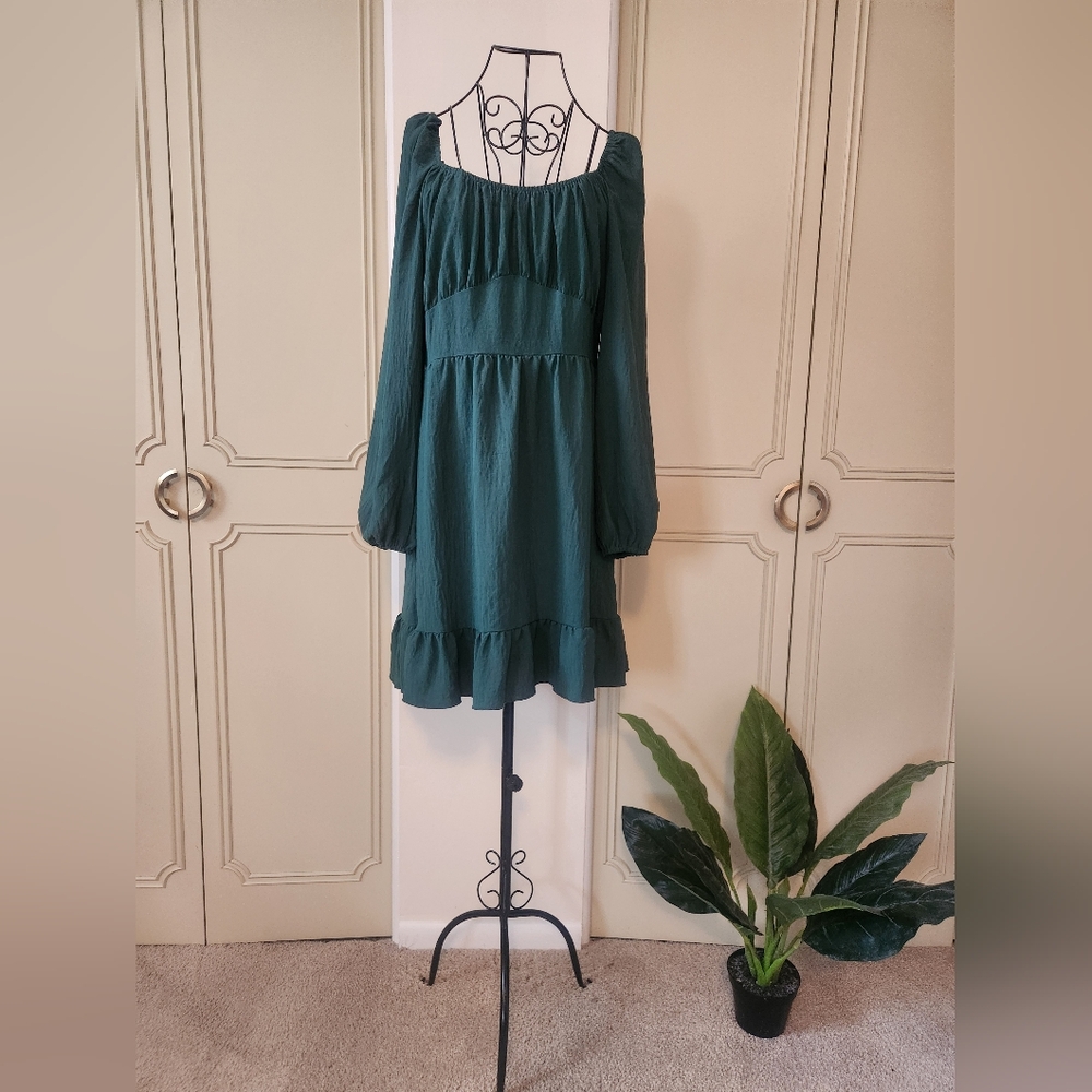 SHEIN Green Bubble Mini Ruched Cocktail Dress Size Large